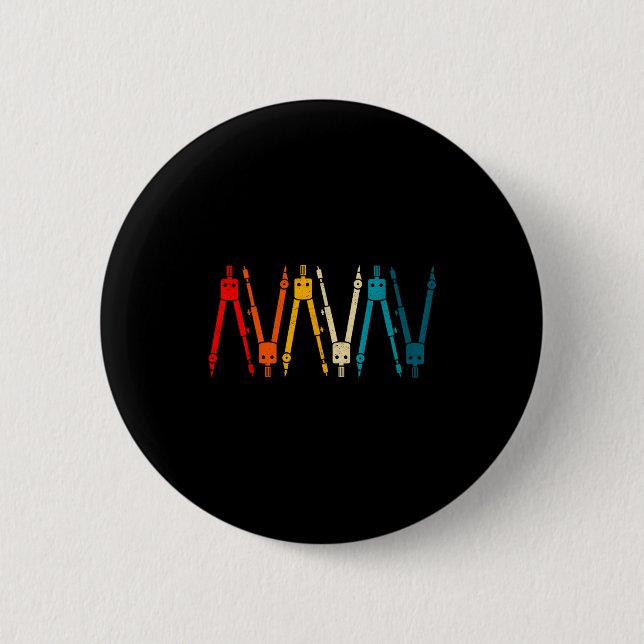 Badge Rond 5 Cm Funny Retro Architect Comp Rainbow Design  (Devant)