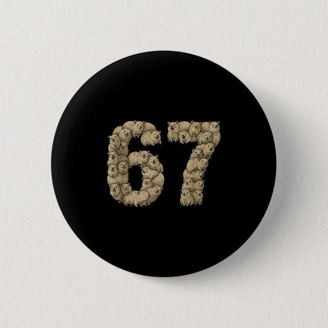 Badge Rond 5 Cm Funny Rock Hyrax Awawa 6 7 Meme Six Seven Love  (Devant)