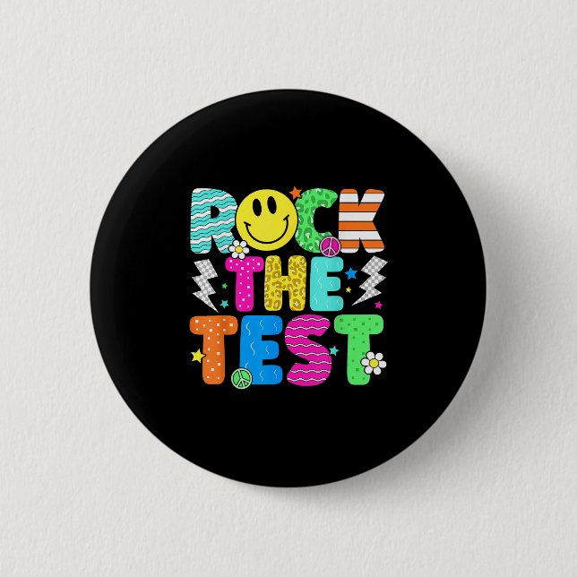 Badge Rond 5 Cm Funny Rock The Test Test Day Professeur étudiant M (Devant)