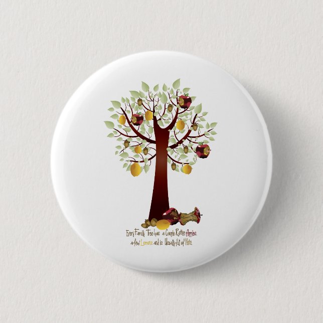 Badge Rond 5 Cm Funny Rotten Apple Family Tree (Devant)