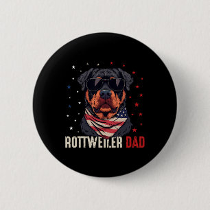 Badge Rond 5 Cm Funny Rottweiler Papa Usa Étoiles 4 juillet Pères