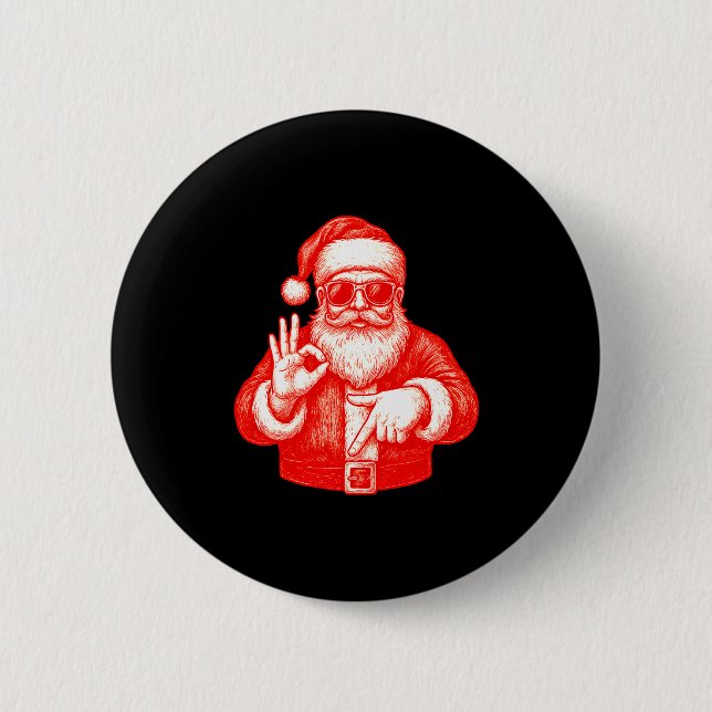 Badge Rond 5 Cm Funny Santa 6 7 Meme Design _ Christmas Math Humor (Devant)