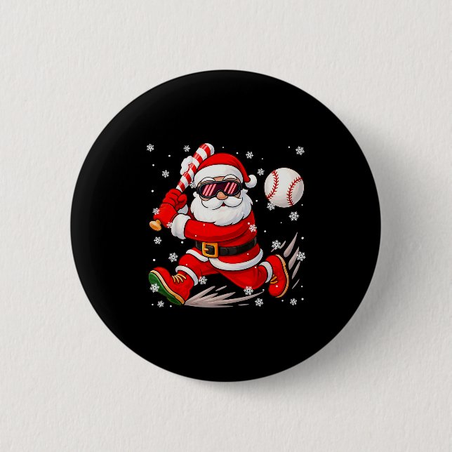 Badge Rond 5 Cm Funny Santa Baseball Christmas Pajamas Xmas Men Bo (Devant)