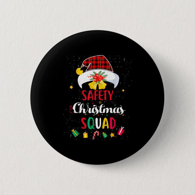 Badge Rond 5 Cm Funny Santa Match Hat Safety Squad Security (Devant)