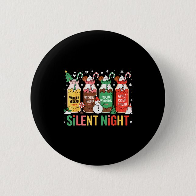 Badge Rond 5 Cm Funny Santa Profol Silent Night Icu Nurses Merry C (Devant)