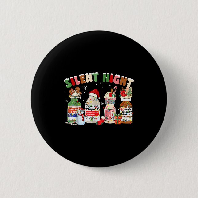 Badge Rond 5 Cm Funny Santa Profol Silent Night Icu Nurses Merry C (Devant)