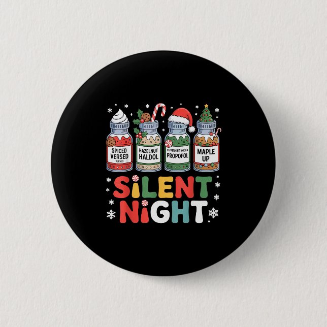 Badge Rond 5 Cm Funny Santa Profol Silent Night Icu Nurses Merry C (Devant)