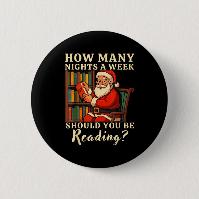 Badge Rond 5 Cm Funny Santa Reading 67 Meme Tee Christmas Teacher  (Devant)