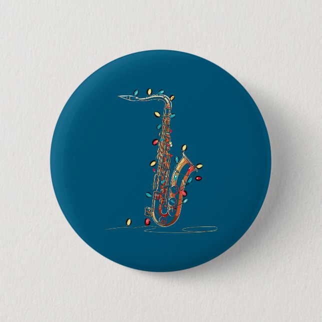 Badge Rond 5 Cm Funny Saxophone Christmas Graphics Lights Lover Pl (Devant)