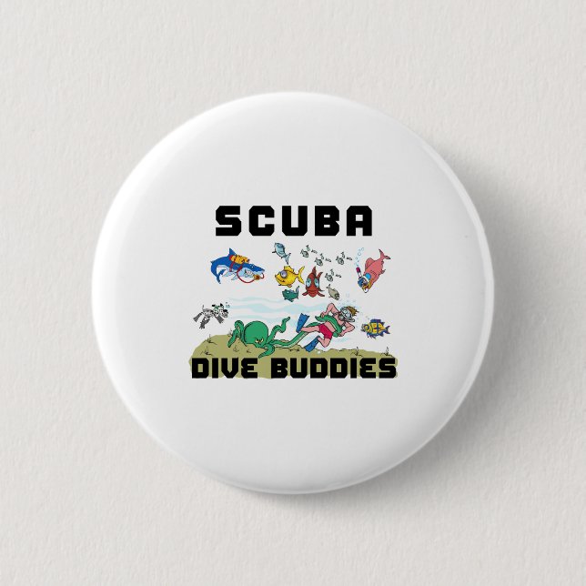 Badge Rond 5 Cm Funny Scuba Dive Buddy  (Devant)