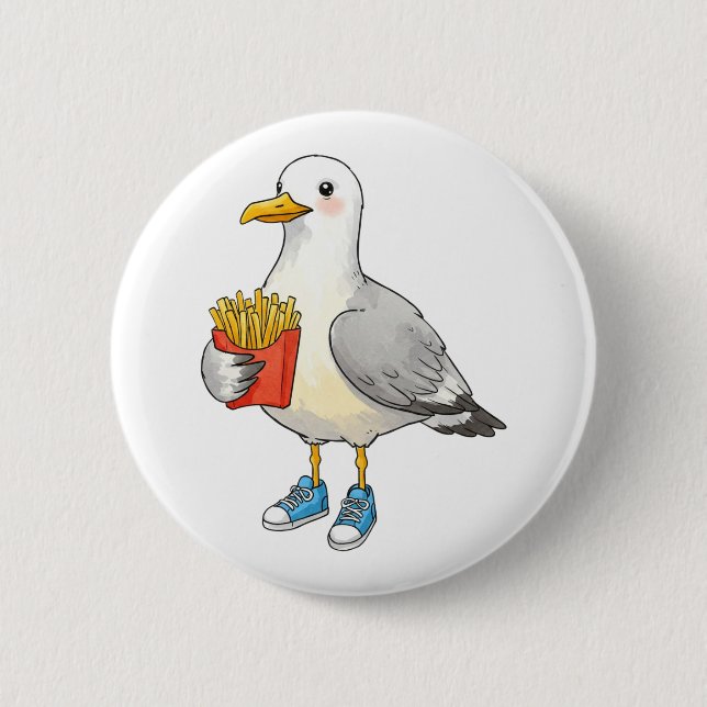 Badge Rond 5 Cm Funny Seagull Fries Sneakers (Devant)