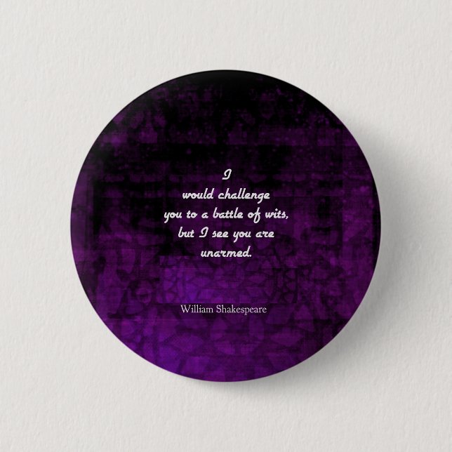 Badge Rond 5 Cm Funny Shakespeare Insult Quotation Elizabethan (Devant)