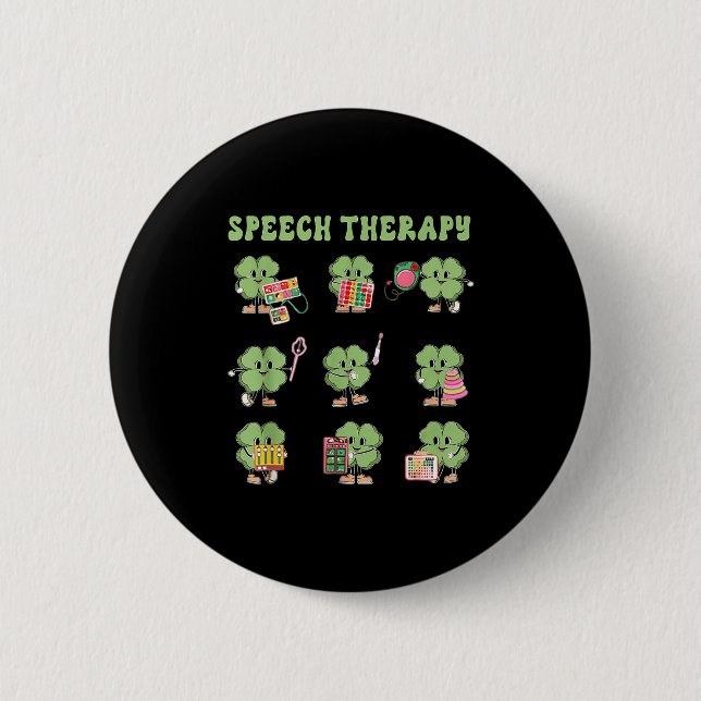 Badge Rond 5 Cm Funny Shamrock Speech Therapy St Patrick's Day Slp (Devant)