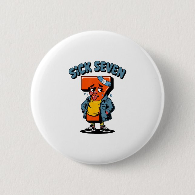 Badge Rond 5 Cm Funny Sick Seven Meme Six Seven Wordplay Halloween (Devant)