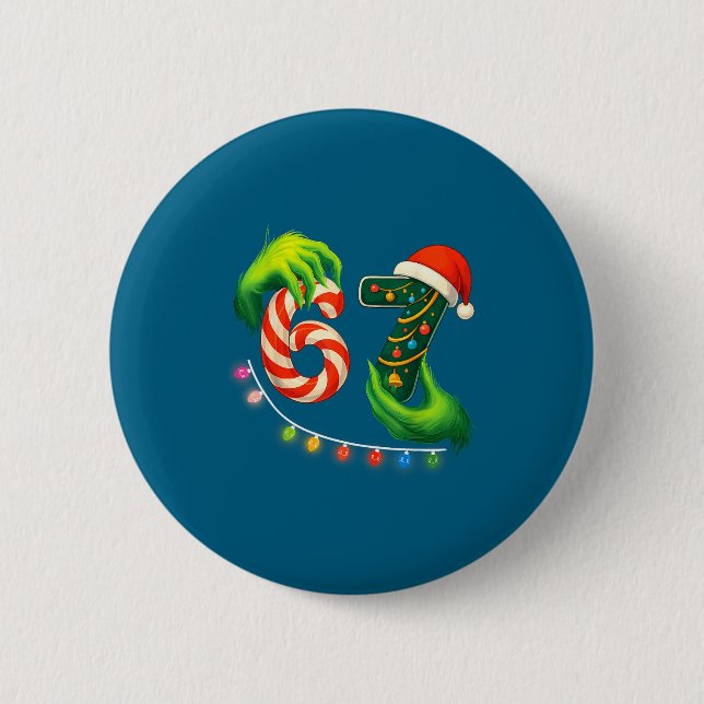 Badge Rond 5 Cm Funny Six Seven 67 Meme Santa Christmas Brainrot P (Devant)