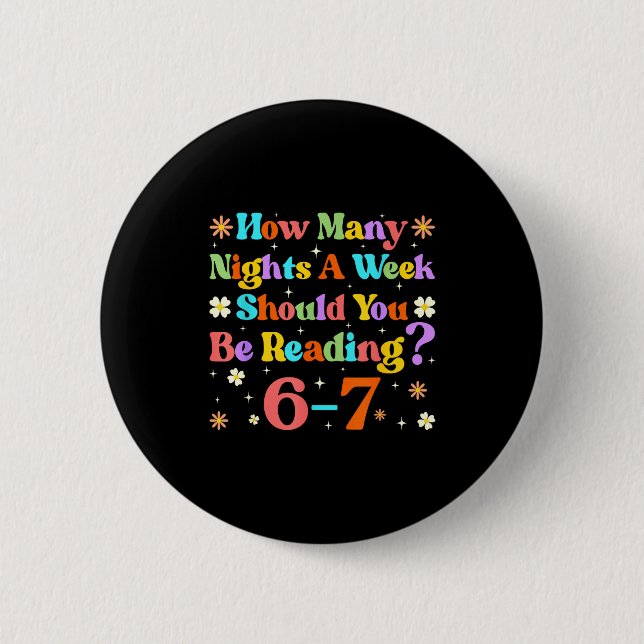 Badge Rond 5 Cm Funny Six Seven 6 7 Meme Teacher Design Reading 6- (Devant)