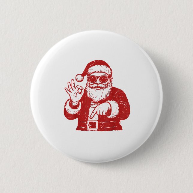 Badge Rond 5 Cm Funny Six Seven Meme 67 Christmas Brainrot Santa C (Devant)