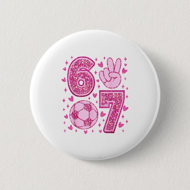 Badge Rond 5 Cm Funny Six Seven Soccer Valentines Day Men Women Ki (Devant)