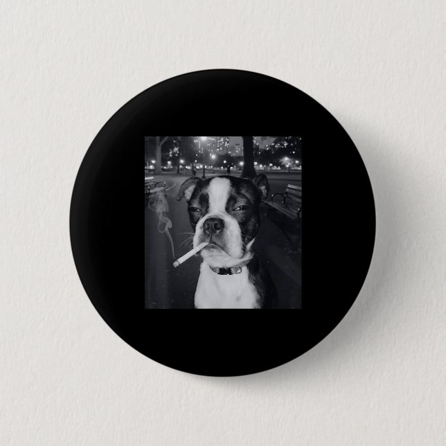 Badge Rond 5 Cm Funny Smoking Dog Meme Cigarette Gen Z Meme Dog Lo (Devant)