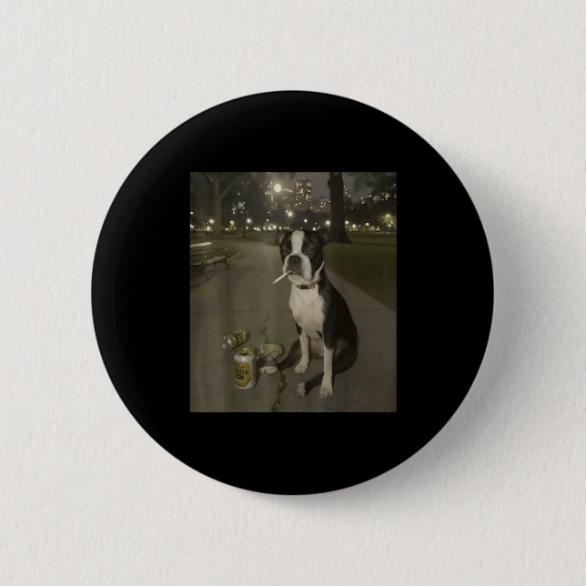 Badge Rond 5 Cm Funny Smoking Dog Meme Cigarette Gen Z Meme Dog Lo (Devant)