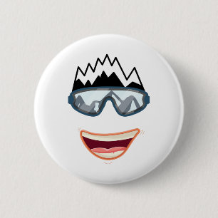 Badge Rond 5 Cm Funny Snowboard Snowboard Ski Visage Funny Ski