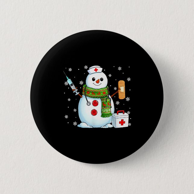 Badge Rond 5 Cm Funny Snowman Nurse Pjs Pajamas Christmas Xmas Wom (Devant)