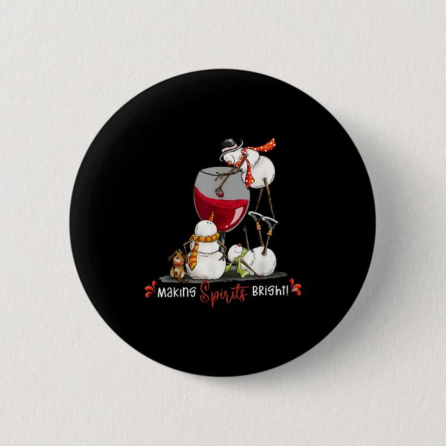 Badge Rond 5 Cm Funny Snowman Wine Christmas Holiday  (Devant)