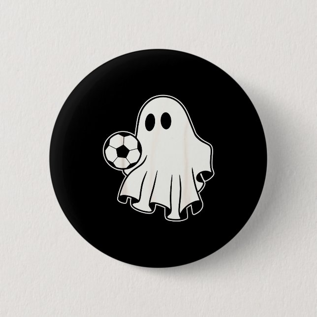 Badge Rond 5 Cm Funny Soccer Ghost Playing Soccer Lovers Halloween (Devant)