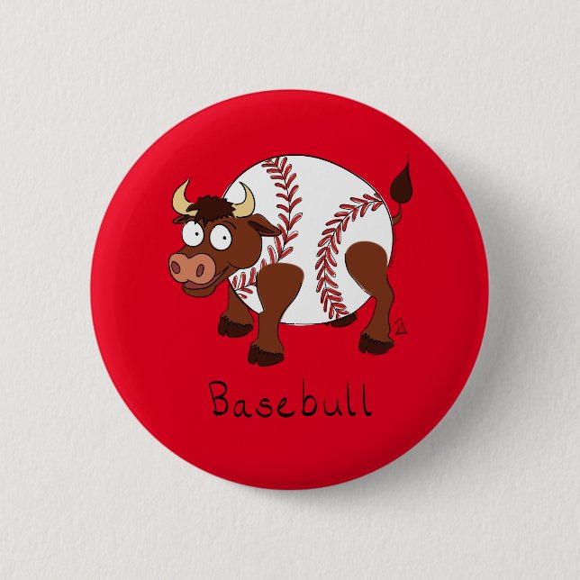 Badge Rond 5 Cm Funny Sports de baseball Enfants Caricature Animal (Devant)