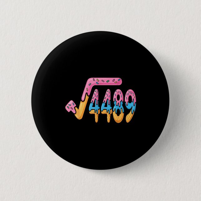 Badge Rond 5 Cm Funny Square Root 4489 Funny 67 Math Ice Cream Mem (Devant)