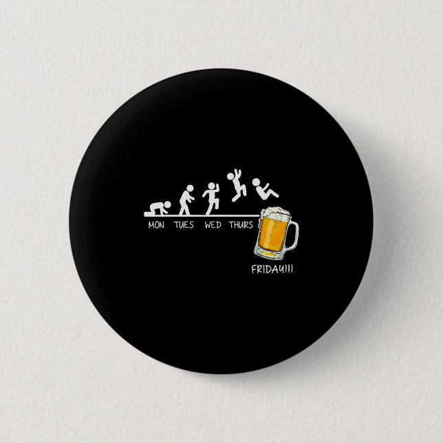 Badge Rond 5 Cm Funny Stickman Jumping Beer Days Of Week Friday Dr (Devant)
