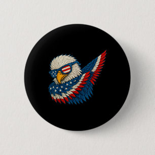 Badge Rond 5 Cm Funny Sungles Aigle Patriotique Merica Dabbing 4th
