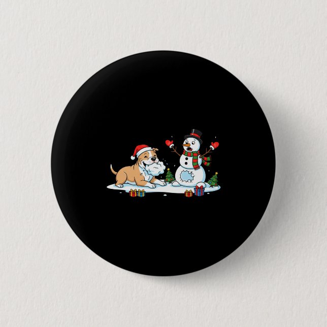 Badge Rond 5 Cm Funny Tbull Snowman Christmas Tree Xmas Womens Men (Devant)