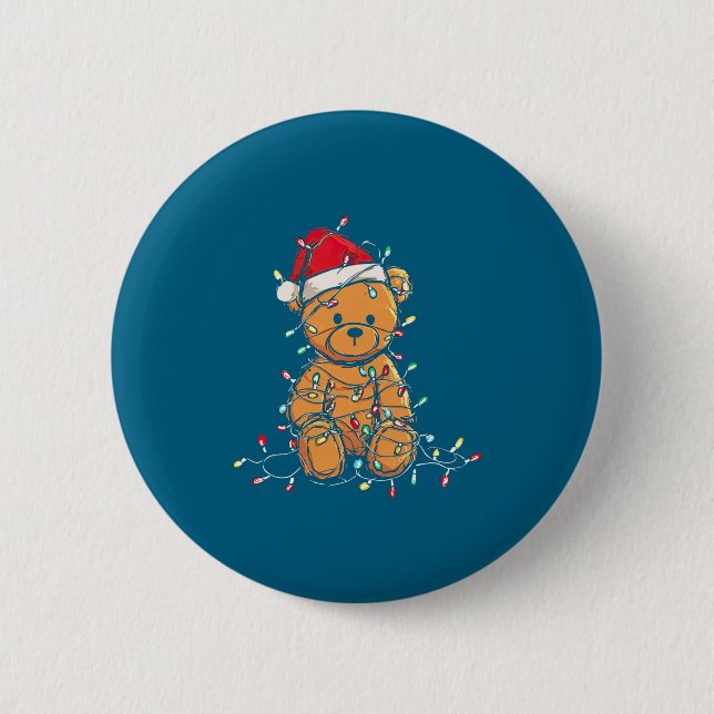 Badge Rond 5 Cm Funny Teddy Bear Christmas Graphics Lights Lover L (Devant)