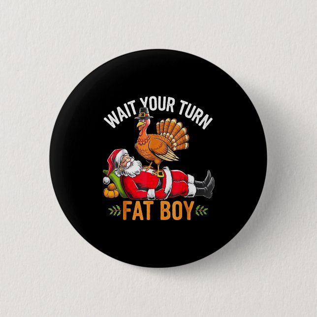 Badge Rond 5 Cm Funny Thanksgiving Christmas Turkey Vs Santa For M (Devant)