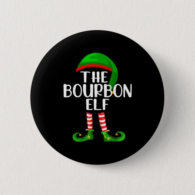 Badge Rond 5 Cm Funny The Bourbon Elf Matching Family Christmas  (Devant)