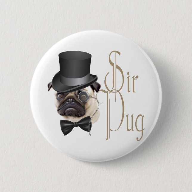 Badge Rond 5 Cm Funny Top Hat Monocle Sir Carlin Chien (Devant)