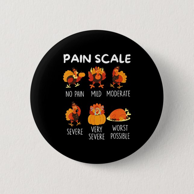 Badge Rond 5 Cm Funny Turkey Pain Scale Thanksgiving Cna Er Nurse  (Devant)