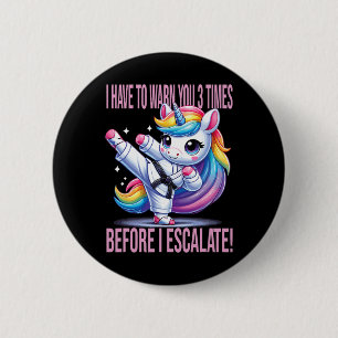 Badge Rond 5 Cm Funny Unicorn Arts Martiaux Karate Pour Filles
