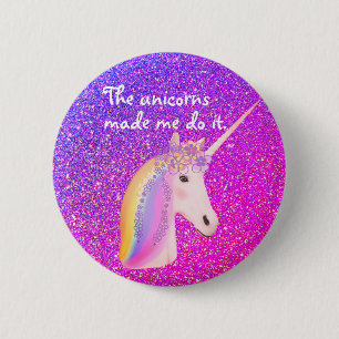Badge Rond 5 Cm Funny Unicorne Imaginaire arc-en-ciel Parties scin