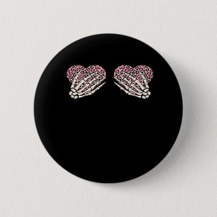 Badge Rond 5 Cm Funny Valentines Jour Squelette Mains Coeurs Fille