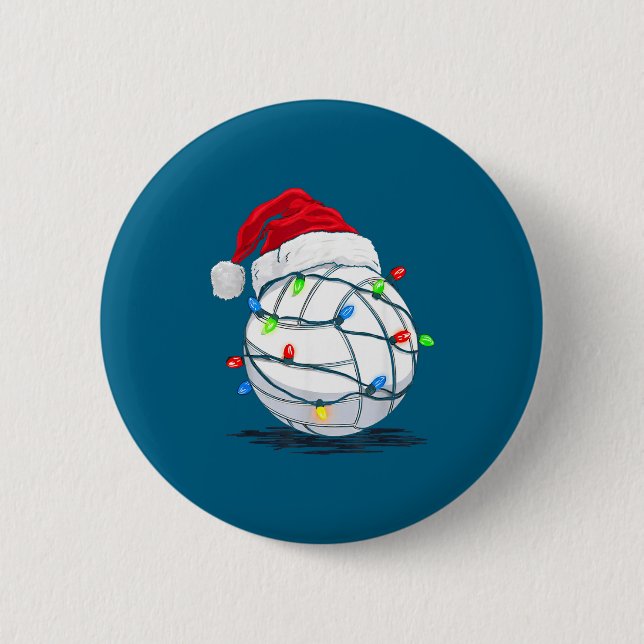 Badge Rond 5 Cm Funny Volleyball Ball Christmas Graphics Lights Lo (Devant)
