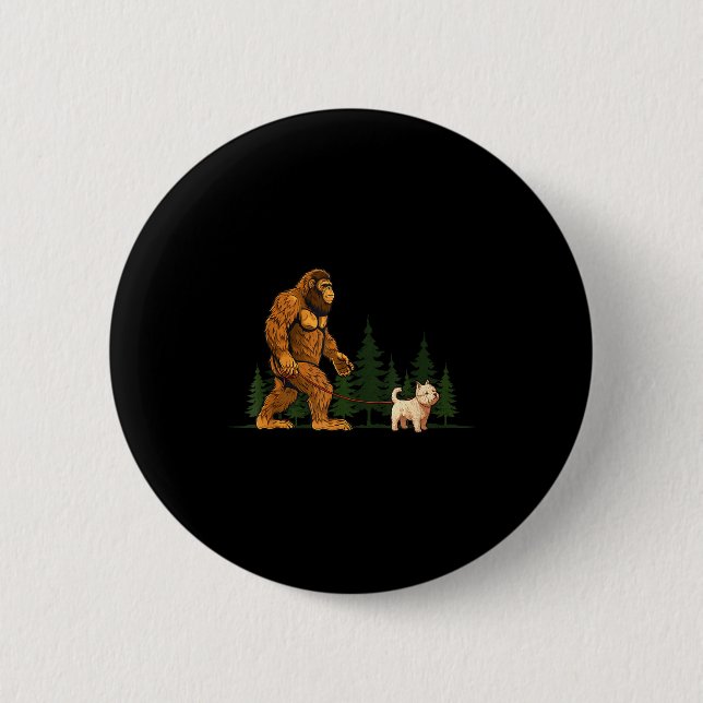 Badge Rond 5 Cm Funny West Highland White Terrier Westie Bigfoot D (Devant)