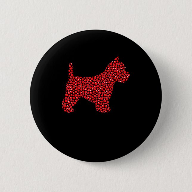 Badge Rond 5 Cm Funny Westie Dog Lover Hearts Love Westie Valentin (Devant)