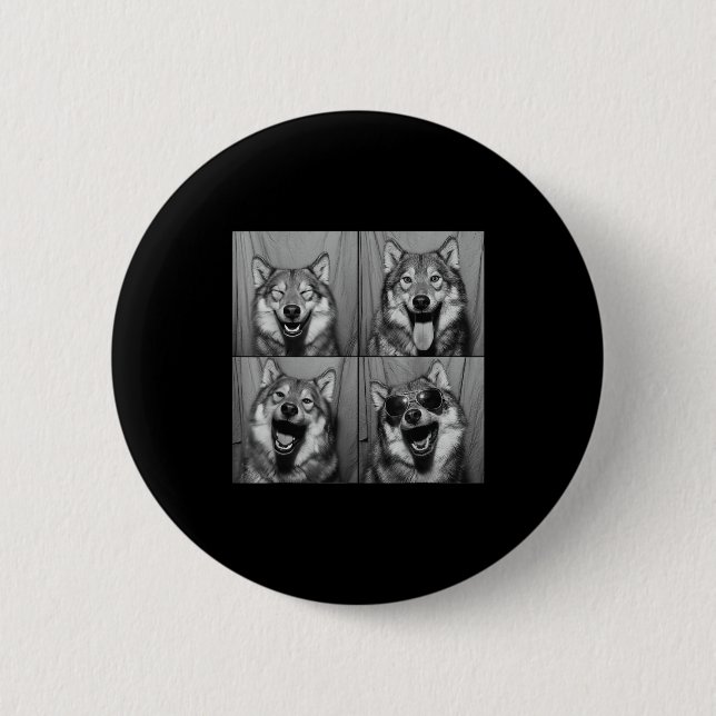 Badge Rond 5 Cm Funny Wolf Photo Booth Sungles Dog  (Devant)