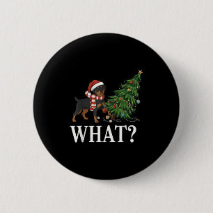 Badge Rond 5 Cm Funny Xmas Rottweiler Poussant l'arbre de Noël