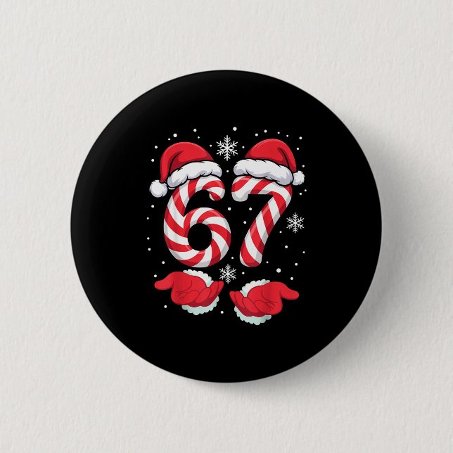 Badge Rond 5 Cm Funny Xmas Viral 67 Candy Canes Santa Funny Holida (Devant)