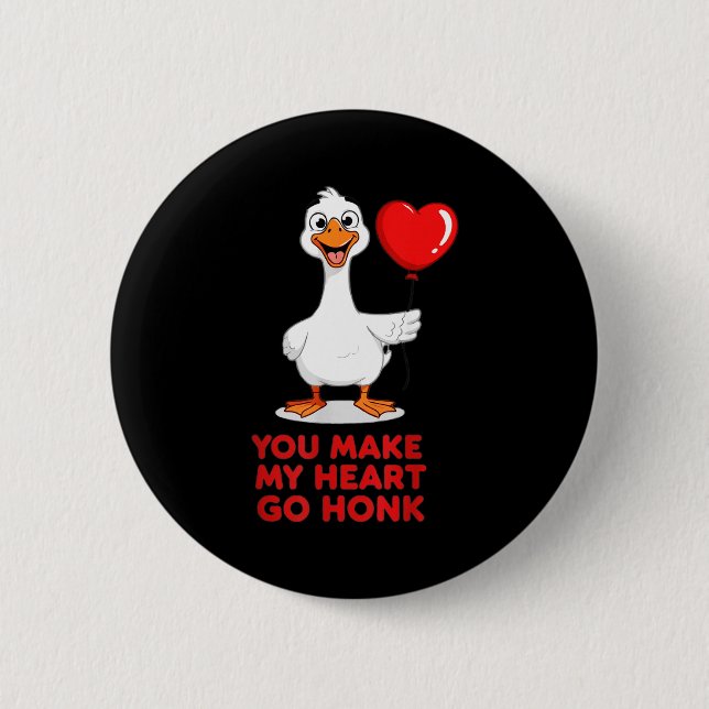 Badge Rond 5 Cm Funny You Make My Heart Go Honk Matching Valentine (Devant)