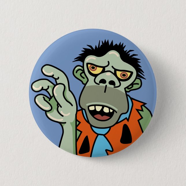 Badge Rond 5 Cm Funny Zombie Caveman (Devant)