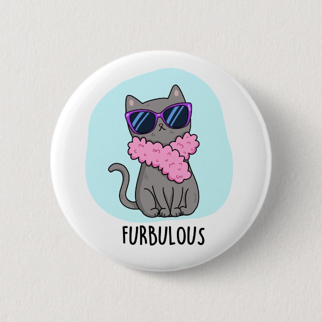 Badge Rond 5 Cm Furbulant Funny Élégant jeu de chat (Devant)